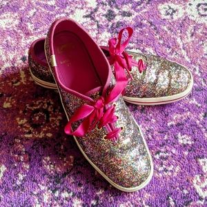 kate spade glitter keds / multi color glitter pink